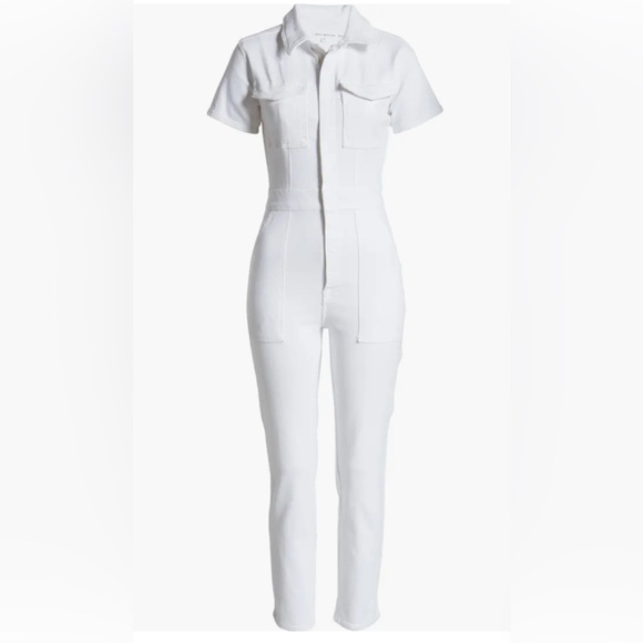 Good American Pants - NWT Cloud White Cotton Twill Stretch Jumpsuit